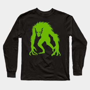 Menacing Green Wendigo Silhouette Long Sleeve T-Shirt